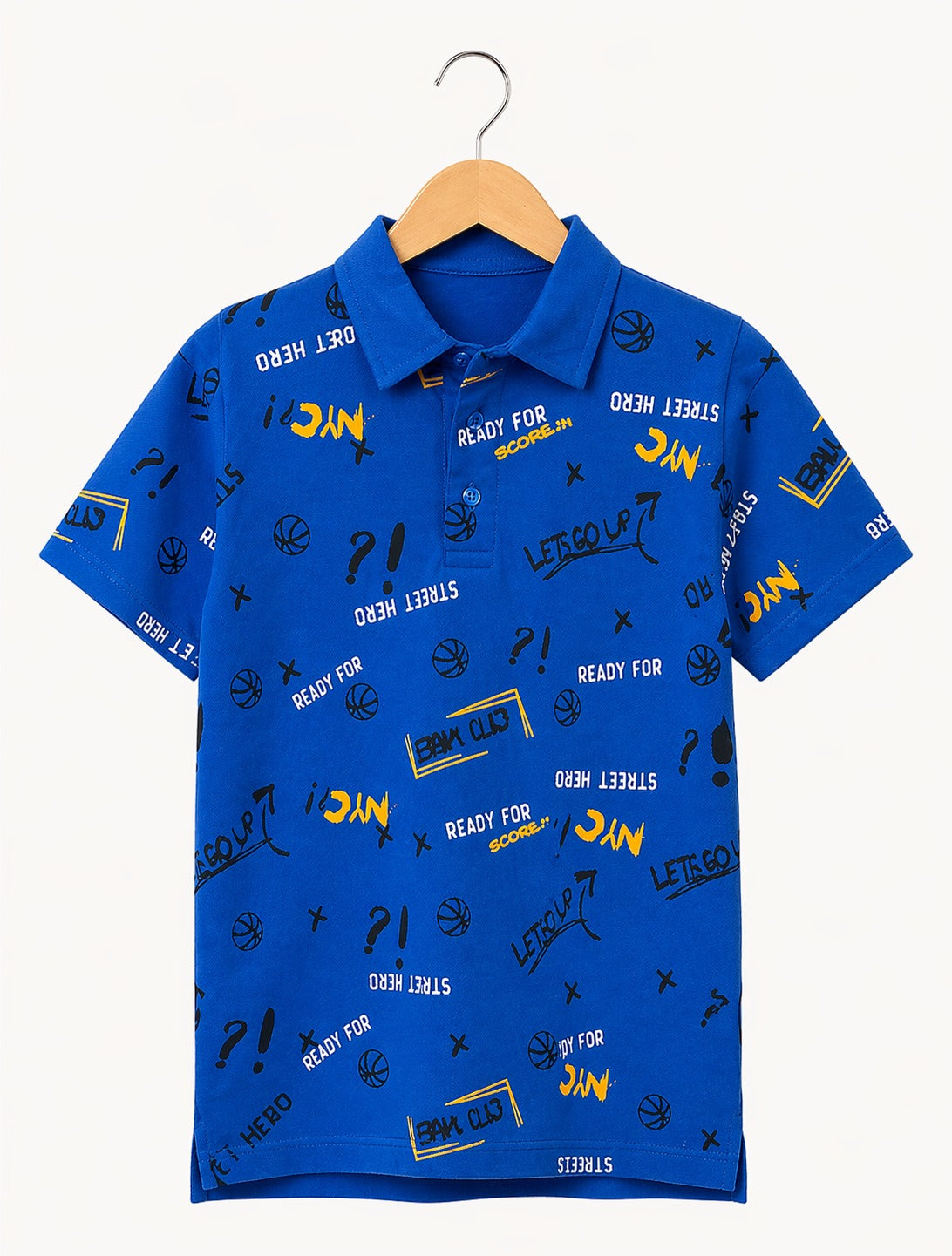 Royal Blue Street Print Polo Tee