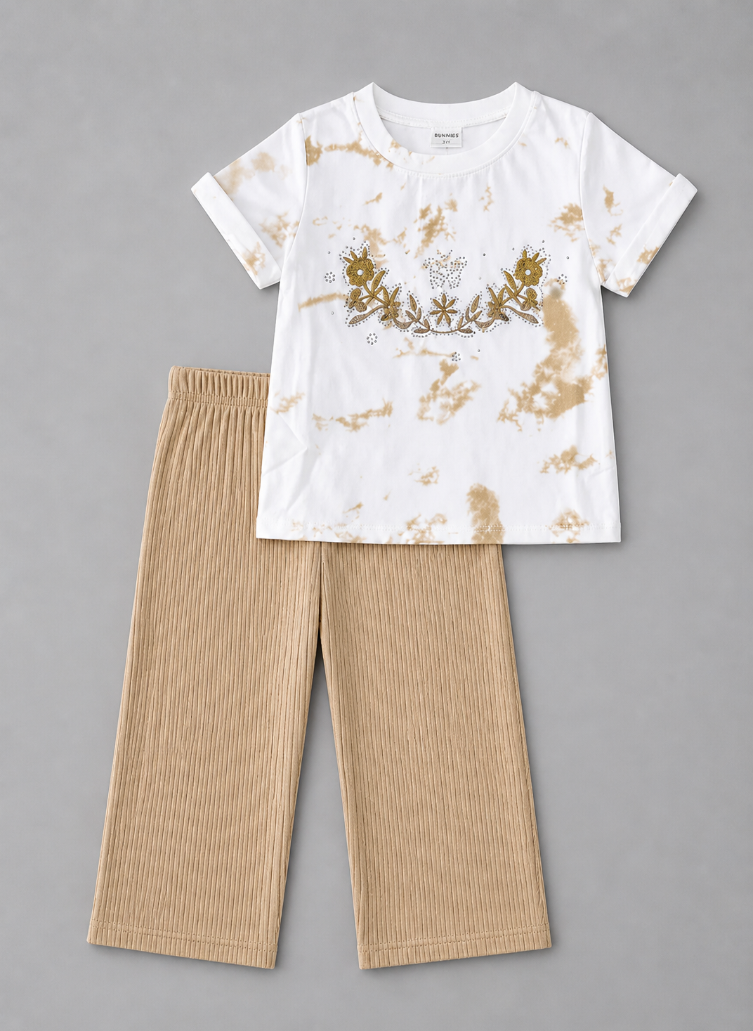 Girls Marble Print T-Shirt & Trouser Lounge Set