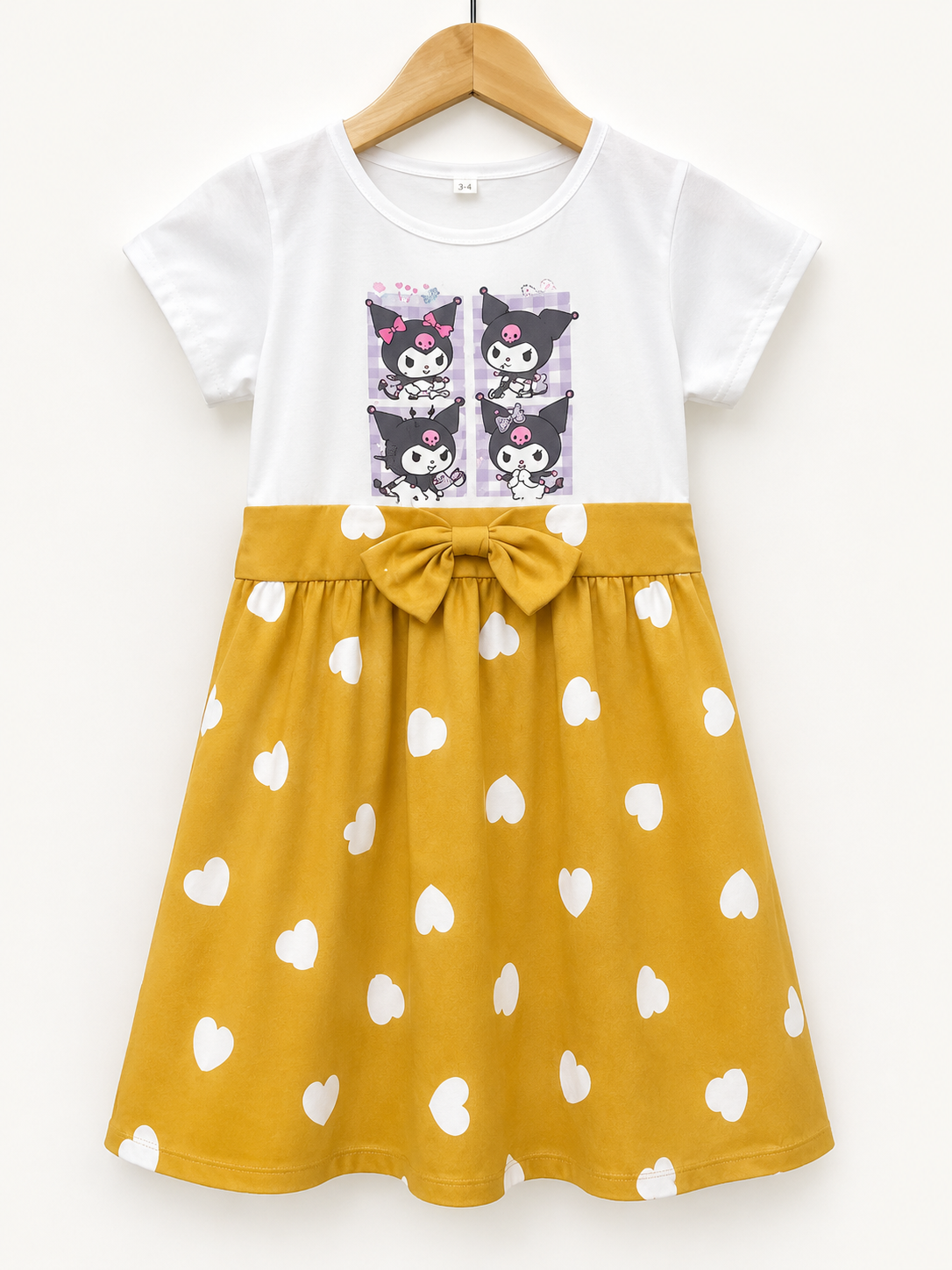 Girls Heart Print Cartoon Dress